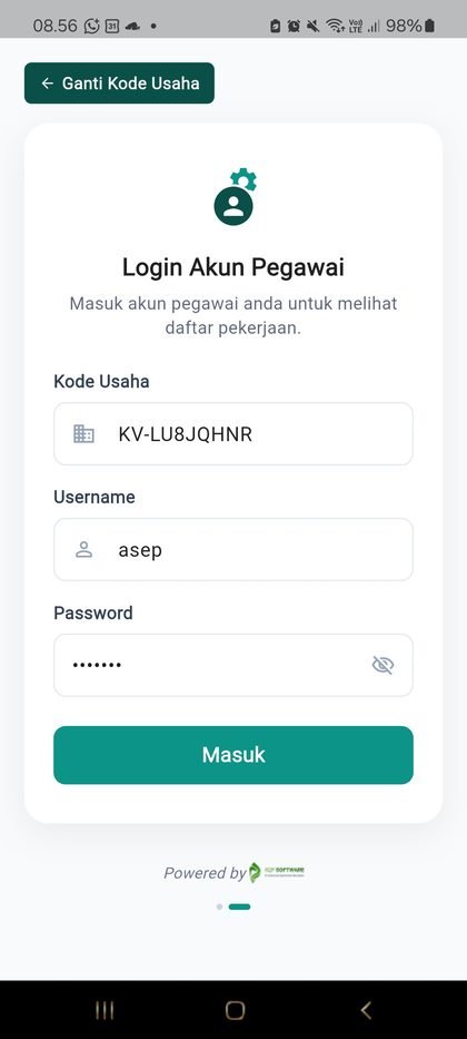Tampilan aplikasi RZF KSetor